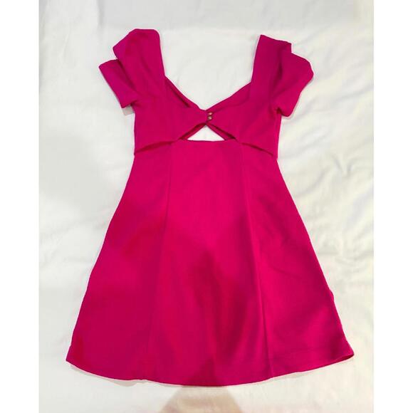 Anthropologie Maeve Pink Cut Out Textured Mini Short Dress- Size Small - Picture 4 of 9